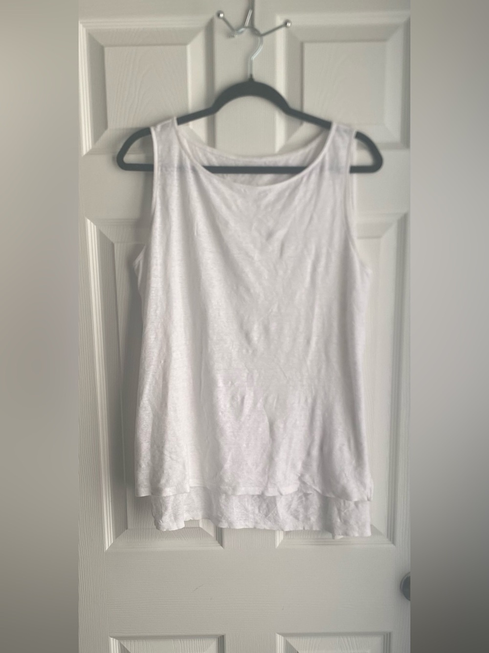 Eileen Fisher 100% Organic Cotton Basic White Layered Tank Top
